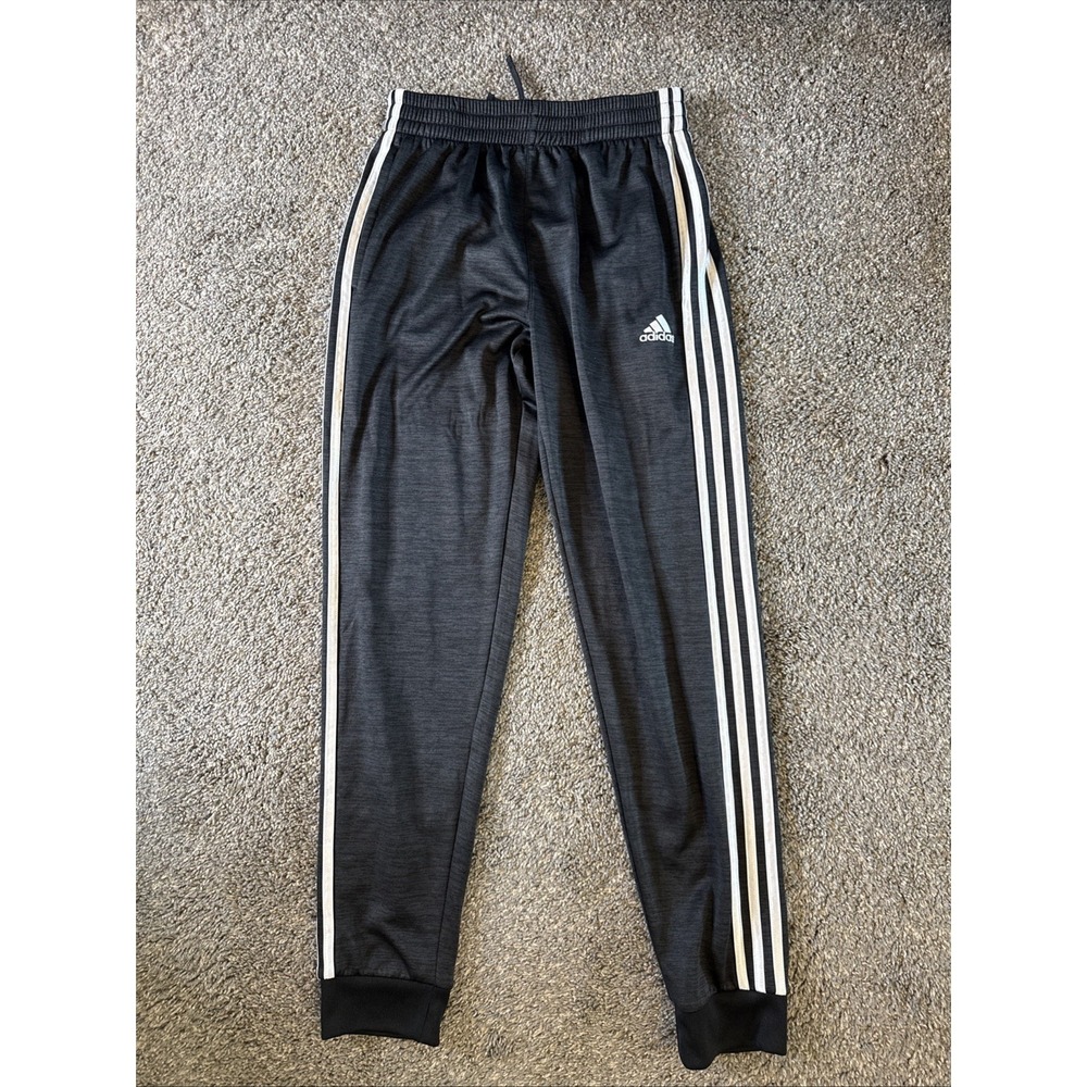 Adidas Boys Gray‎ w White 3 Stripe Joggers Size L (14/16)